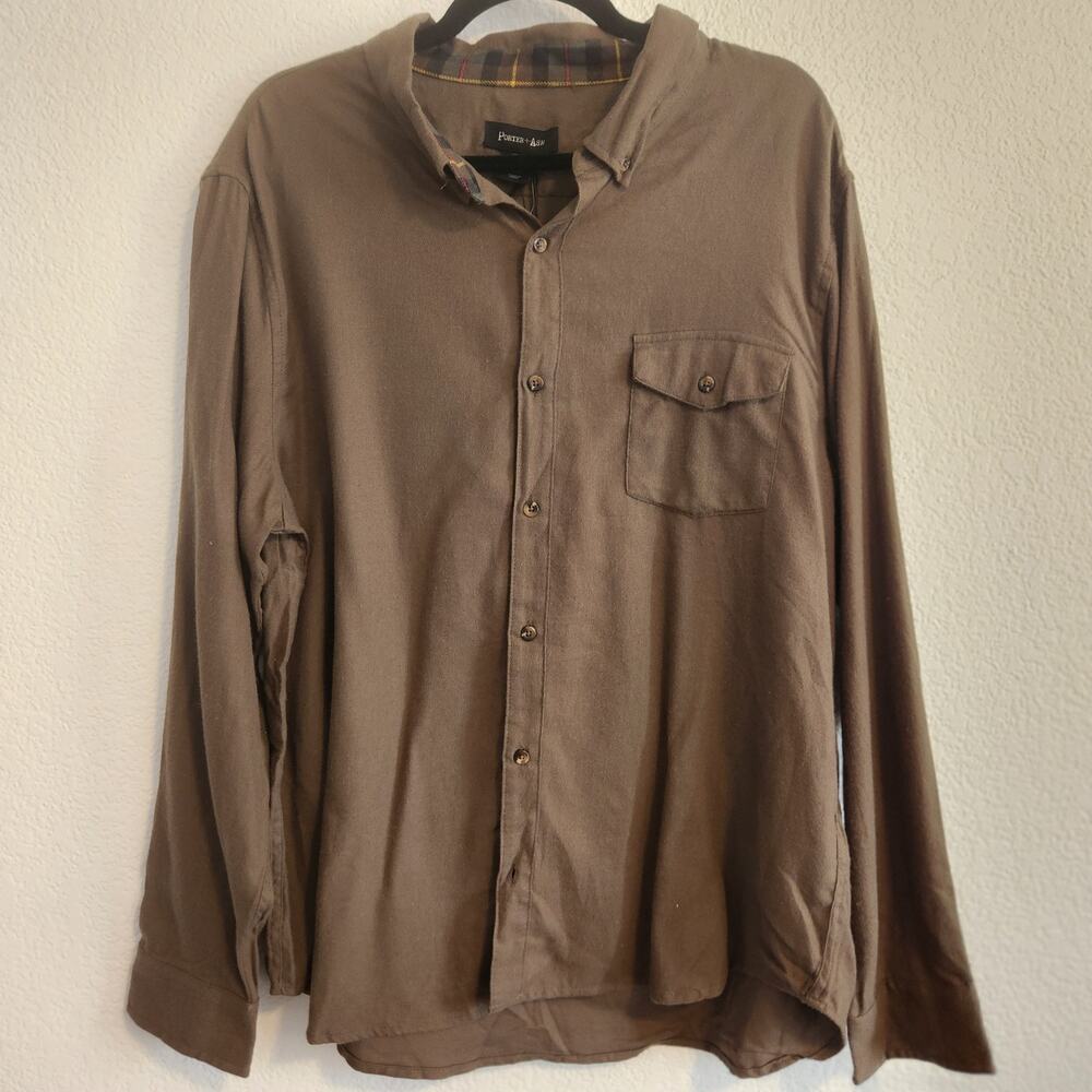 Porter & Ash Men's XL Olive Long Sleeve Button Up Dress Shirt NWT